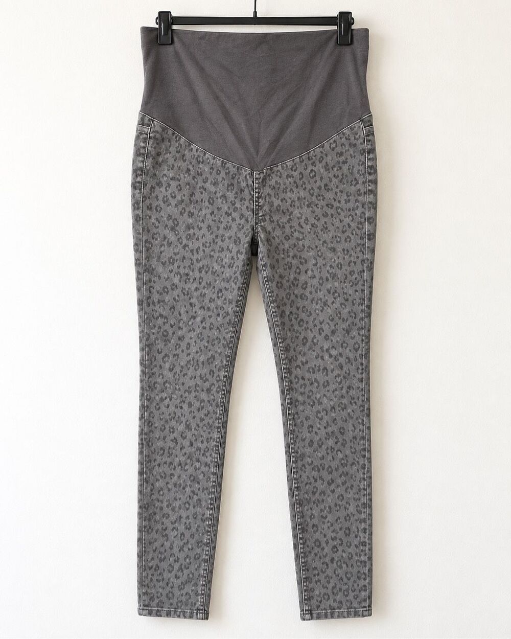 H&M MAMA Gray Leopard Maternity Skinny Jeans Size 12 Pants-1